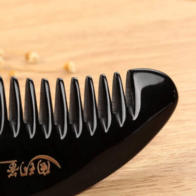 Black Buffalo Horn Comb for Anti-Hairloss Meridian Scalp Massage